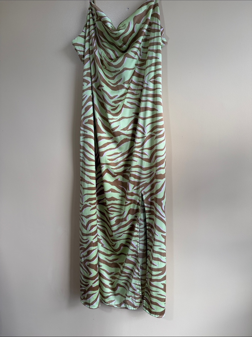 Forever 21 Mint and Brown Zebra Slip Dress